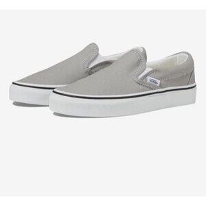 Vans Classic Unisex Canvas Slip On  Gray Skate Sneaker Shoes NWT